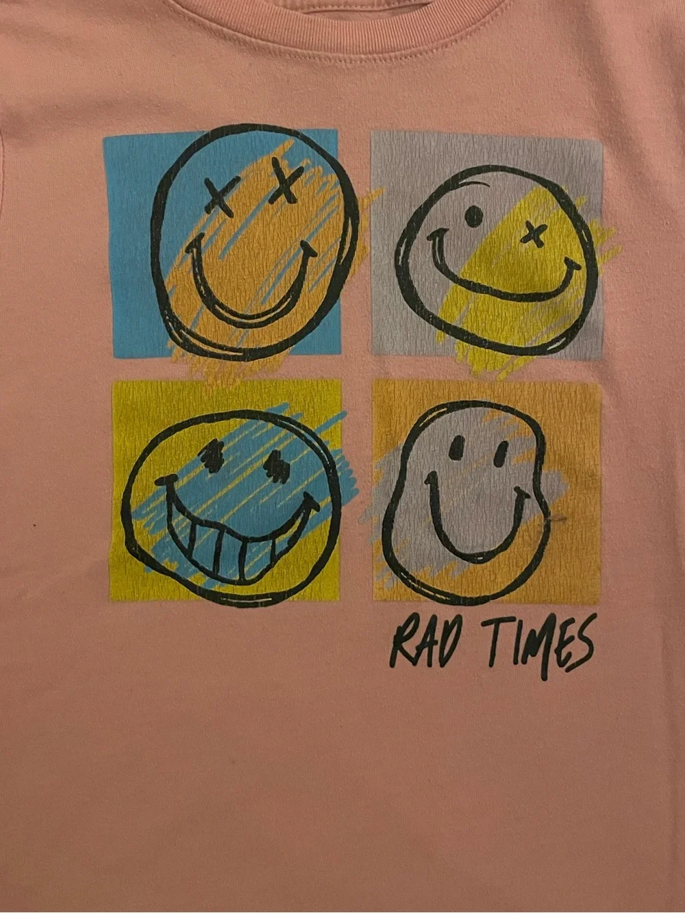 Wonder Nation Pink Short-Sleeve Tee with Multicolor Smiley Graphic